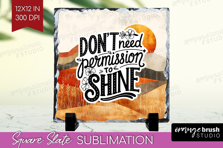 Inspirational Quote Slate PNG - Boho Square Slate