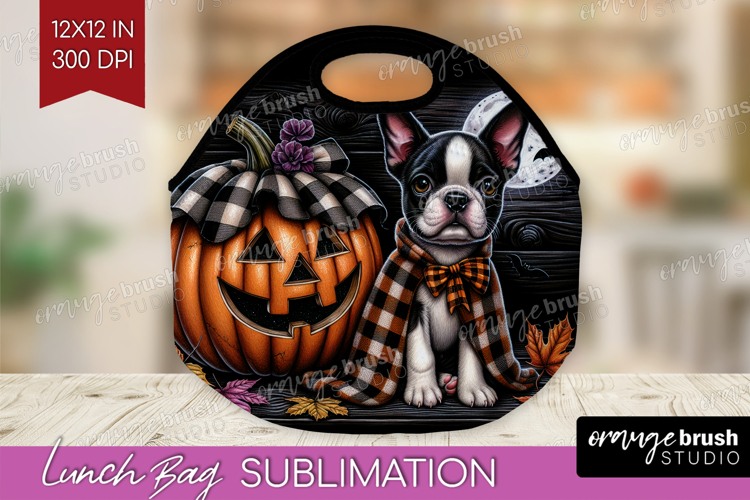 Boston Terrier Dog Lunch Bag Halloween Lunch Bug PNG