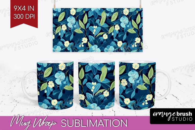 Eucalyptus Leaves Mug Wrap - Botanical Mug PNG Sublimation