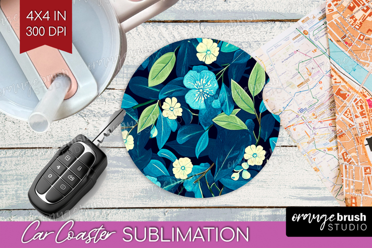 Eucalyptus Leaves Car Coaster - Botanical Coaster PNG