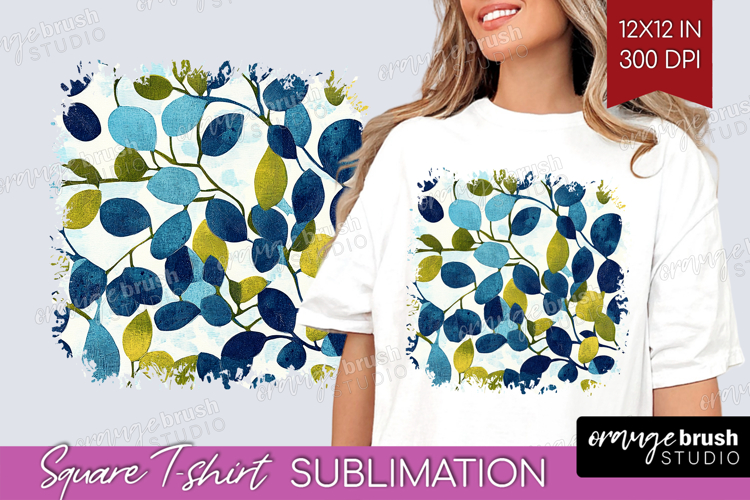Eucalyptus Leaves Square Tshirt Background - Botanical PNG