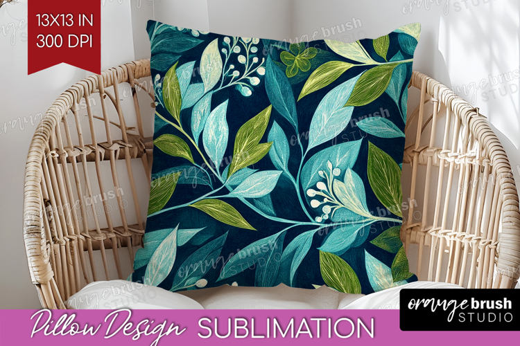 Eucalyptus Leaves Pillow Sublimation - Botanical Pillow PNG