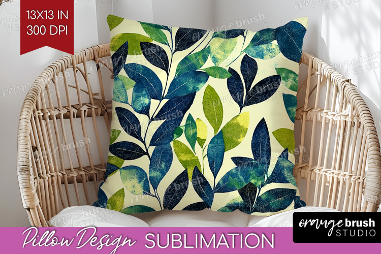 Eucalyptus Leaves Pillow Sublimation - Botanical Pillow PNG