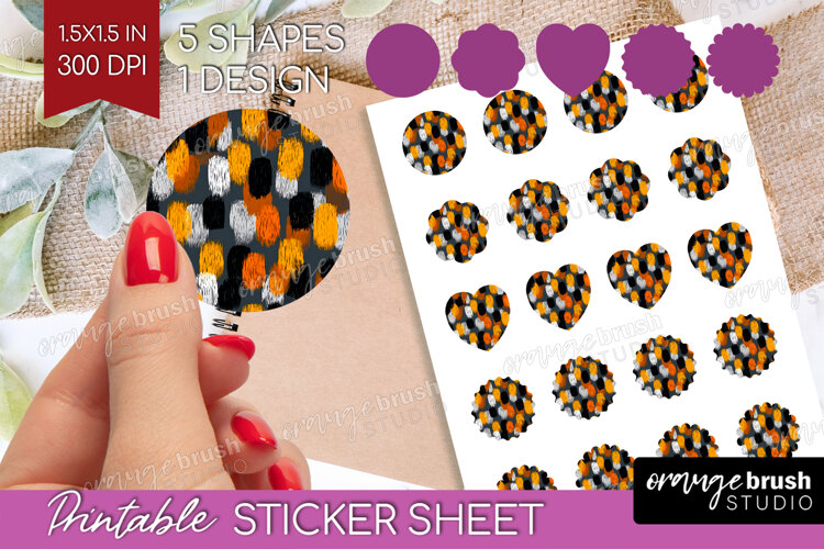 Halloween Round Sticker - Brush Stroke Printable Sticker example image 1
