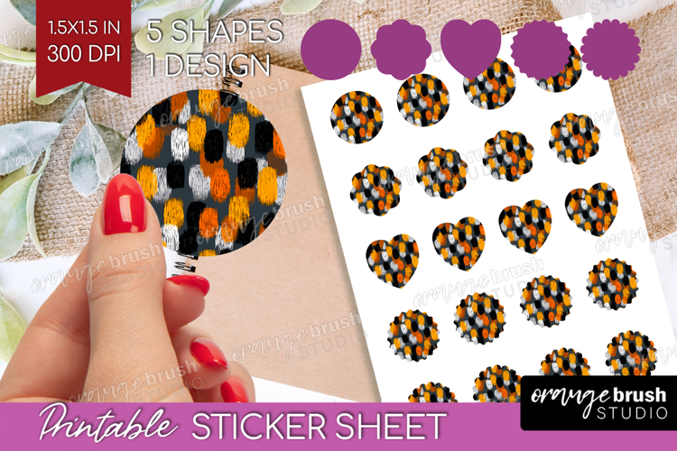 Halloween Round Sticker - Brush Stroke Printable Sticker