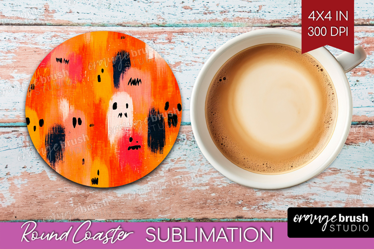 Halloween Round Coaster - Brush Stroke Coaster PNG