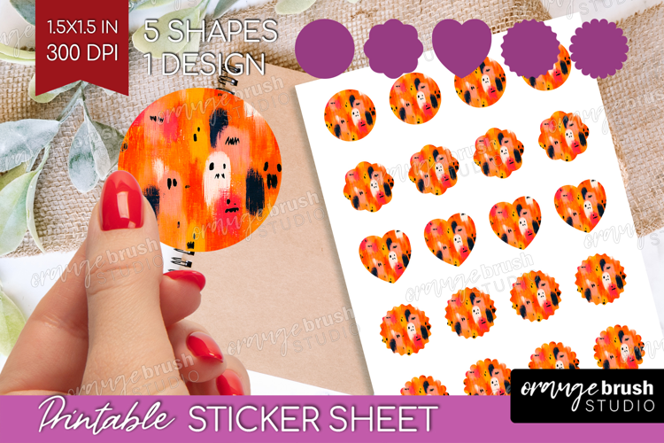 Halloween Round Sticker - Brush Stroke Printable Sticker