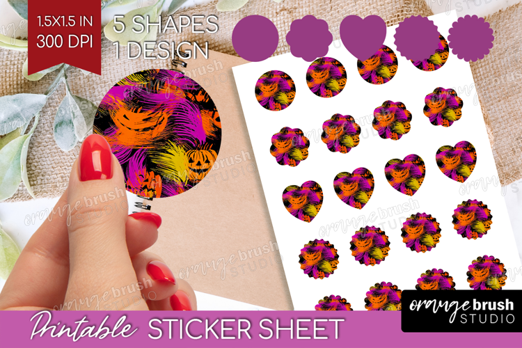 Halloween Round Sticker - Brush Stroke Printable Sticker