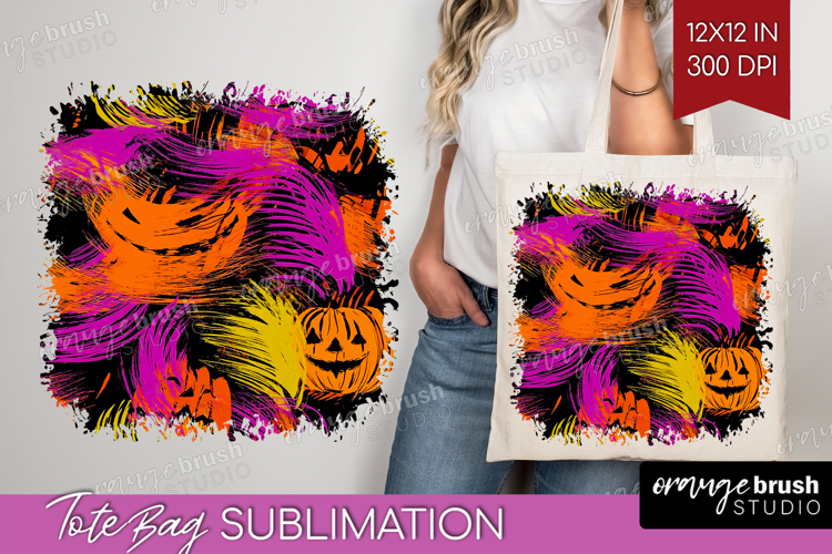 Halloween Tote Bag - Brush Stroke Tote Bag PNG Sublimation