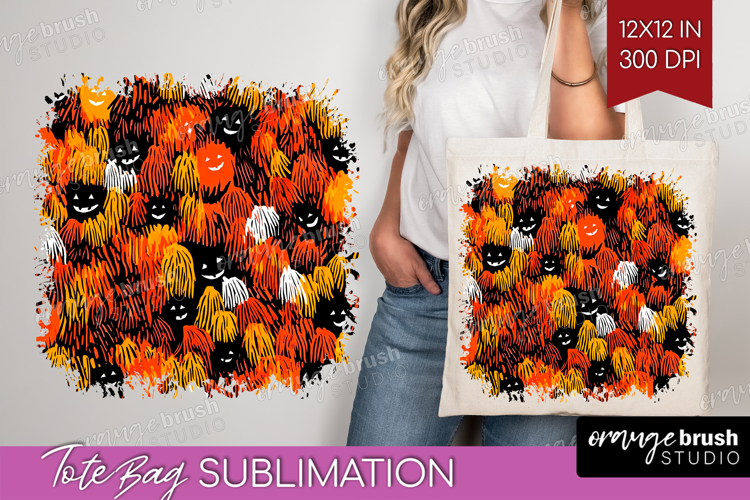 Halloween Tote Bag - Brush Stroke Tote Bag PNG Sublimation