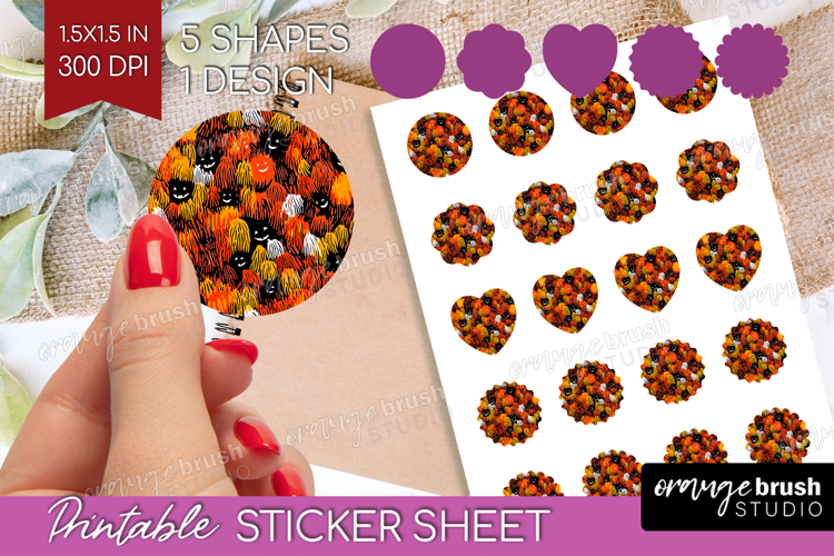 Halloween Round Sticker - Brush Stroke Printable Sticker