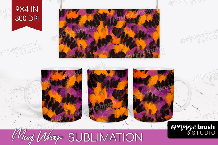 Halloween Mug Wrap - Brush Stroke Mug PNG Sublimation