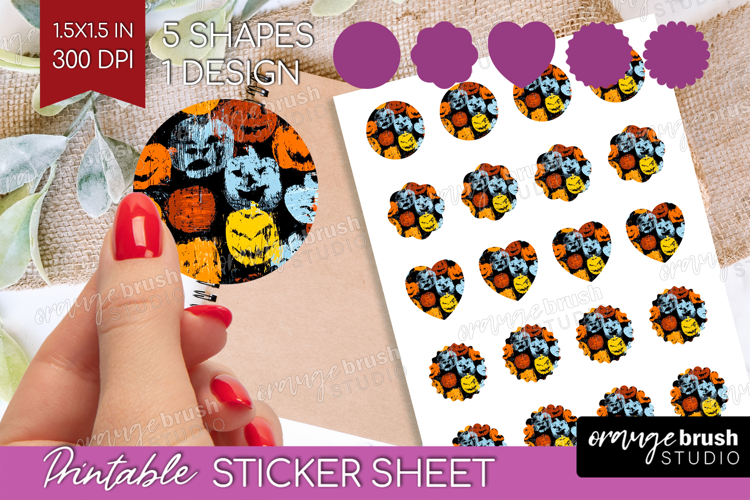 Halloween Round Sticker - Brush Stroke Printable Sticker