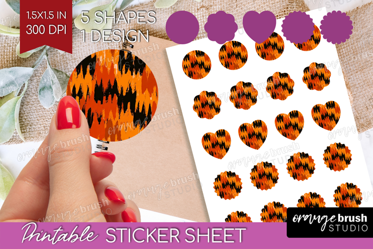Halloween Round Sticker - Brush Stroke Printable Sticker