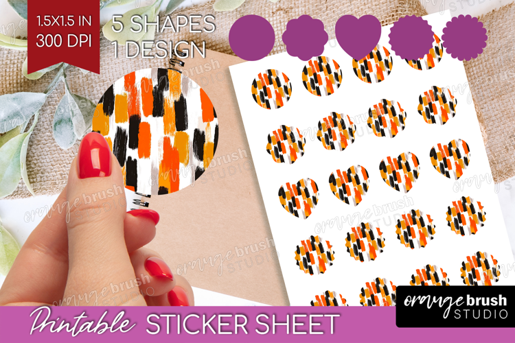 Halloween Round Sticker - Brush Stroke Printable Sticker