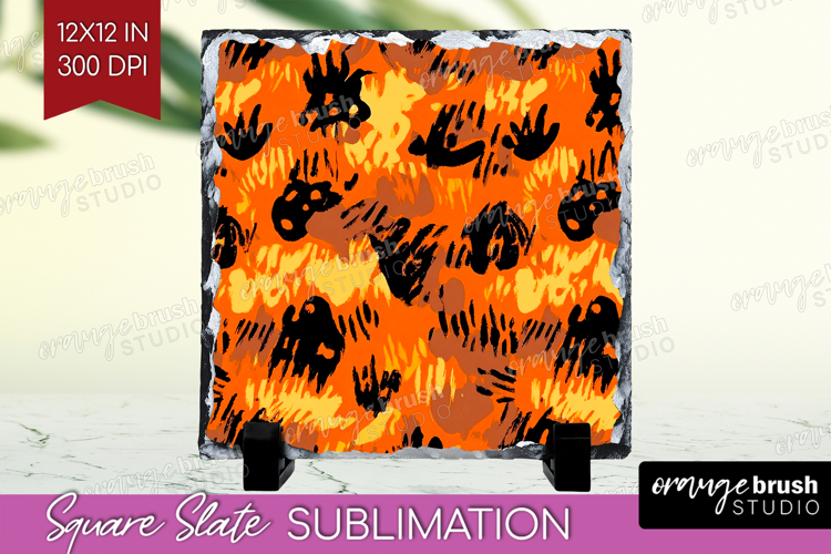Halloween Slate PNG - Brush Stroke Square Slate Sublimation