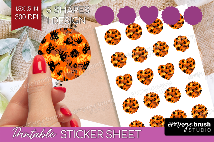 Halloween Round Sticker - Brush Stroke Printable Sticker