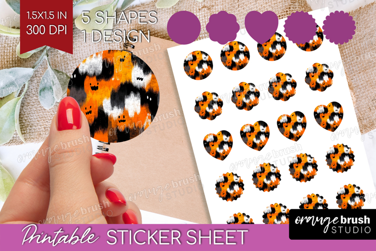 Halloween Round Sticker - Brush Stroke Printable Sticker