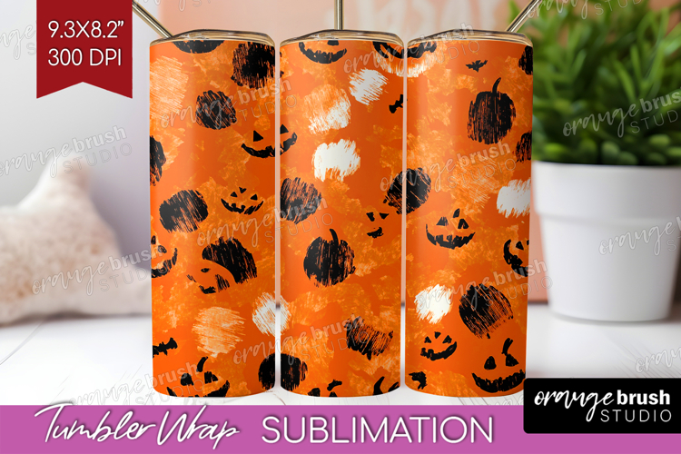 Halloween Tumbler Wrap - Brush Stroke Tumbler PNG