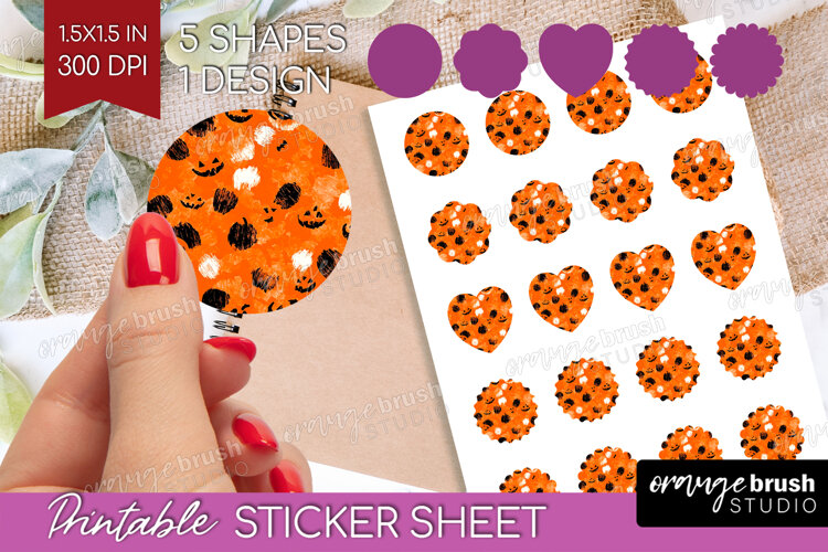 Halloween Round Sticker - Brush Stroke Printable Sticker example image 1