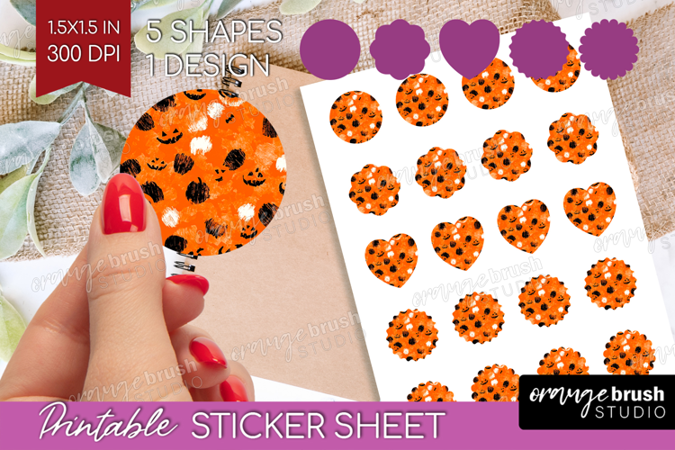 Halloween Round Sticker - Brush Stroke Printable Sticker