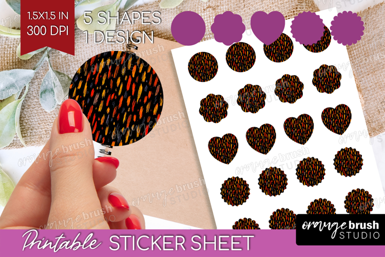 Halloween Round Sticker - Brush Stroke Printable Sticker