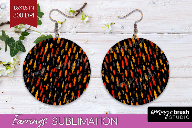 Halloween Round Earrings - Brush Stroke PNG Sublimation