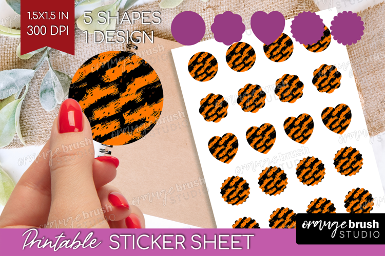 Halloween Round Sticker - Brush Stroke Printable Sticker