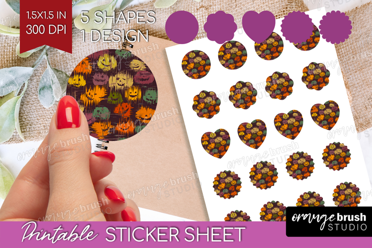 Halloween Round Sticker - Brush Stroke Printable Sticker