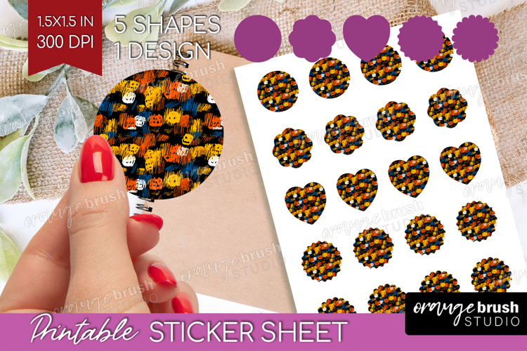 Halloween Round Sticker - Brush Stroke Printable Sticker