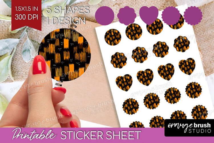 Halloween Round Sticker - Brush Stroke Printable Sticker example image 1