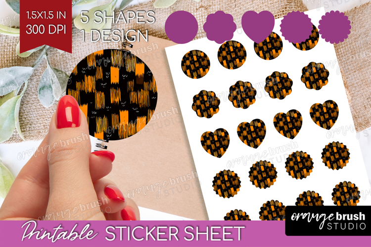 Halloween Round Sticker - Brush Stroke Printable Sticker