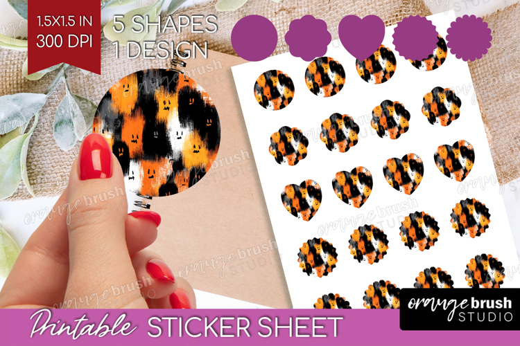 Halloween Round Sticker - Brush Stroke Printable Sticker