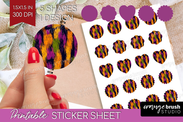 Halloween Round Sticker - Brush Stroke Printable Sticker example image 1