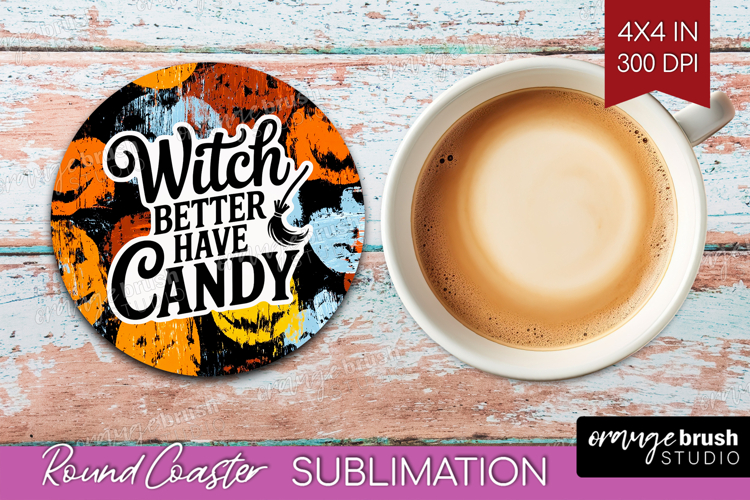 Halloween Quote Round Coaster - Sarcastic Coaster PNG example image 1