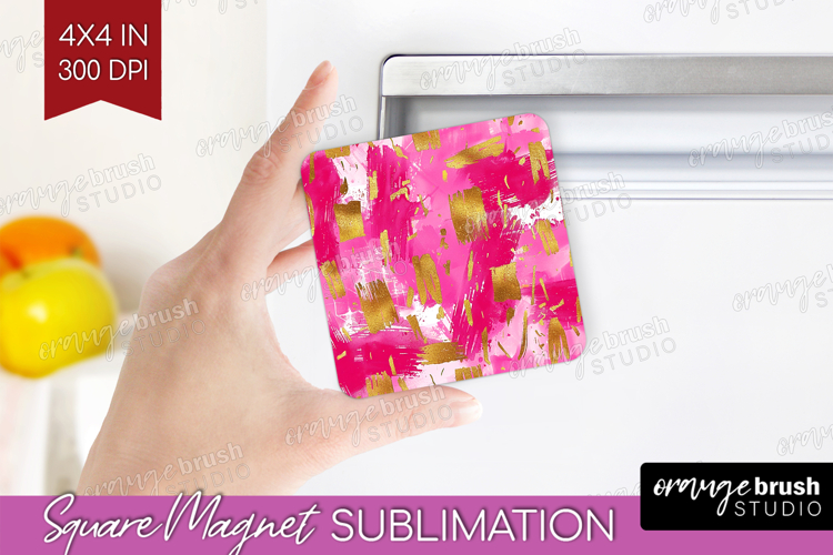 Brush Stroke Magnet Sublimation - Abstract Square Magnet PNG