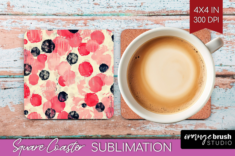Brush Stroke Square Coaster - Abstract Coaster PNG