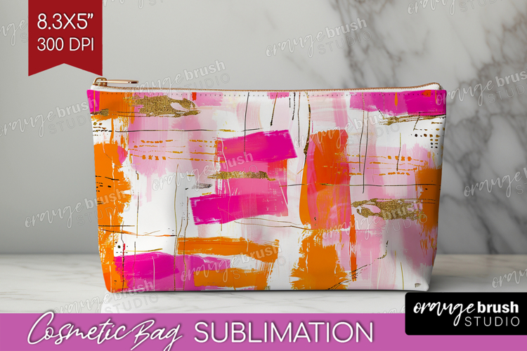 Brush Stroke Cosmetic Bag - Abstract Makeup Bag PNG