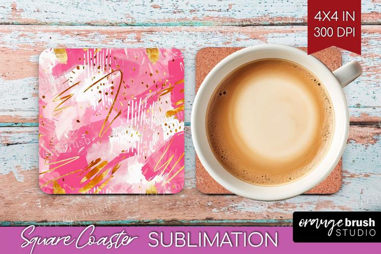 Brush Stroke Square Coaster - Abstract Coaster PNG
