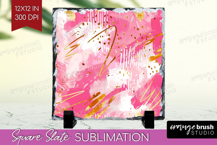 Brush Stroke Slate PNG - Abstract Square Slate Sublimation