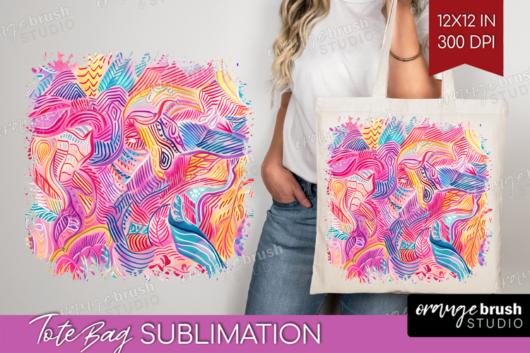 Brush Stroke Tote Bag - Abstract Tote Bag PNG Sublimation
