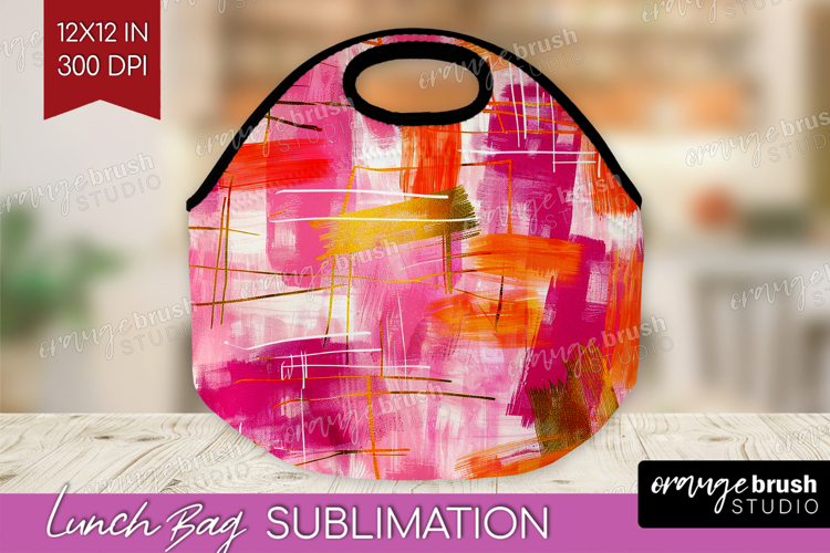 Brush Stroke Lunch Bag - Abstract Lunch Bug PNG Sublimation