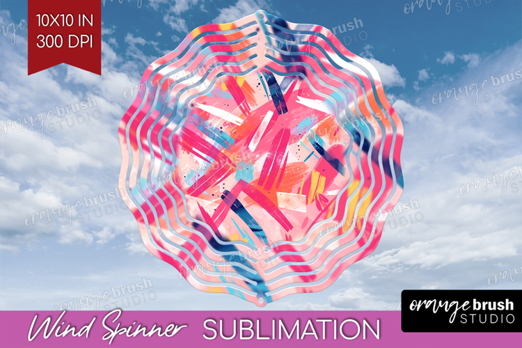 Brush Stroke Wind Spinner Sublimation PNG - Abstract Round