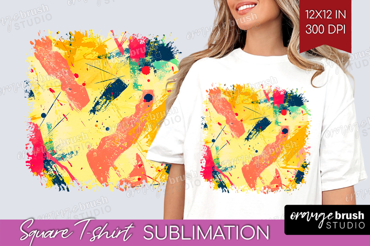 Brush Stroke Square Tshirt Background - Abstract PNG