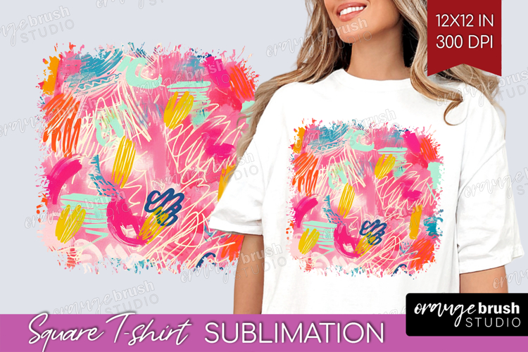 Brush Stroke Square Tshirt Background - Abstract PNG