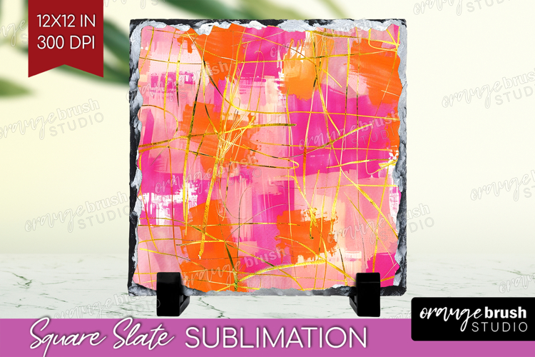 Brush Stroke Slate PNG - Abstract Square Slate Sublimation