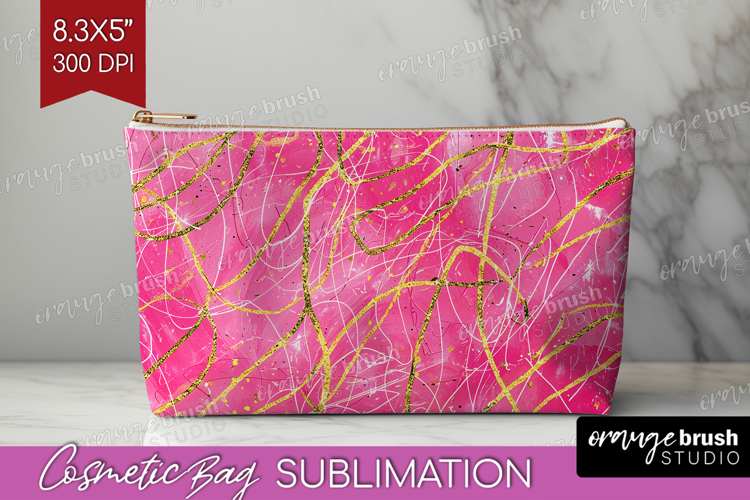 Brush Stroke Cosmetic Bag - Abstract Makeup Bag PNG