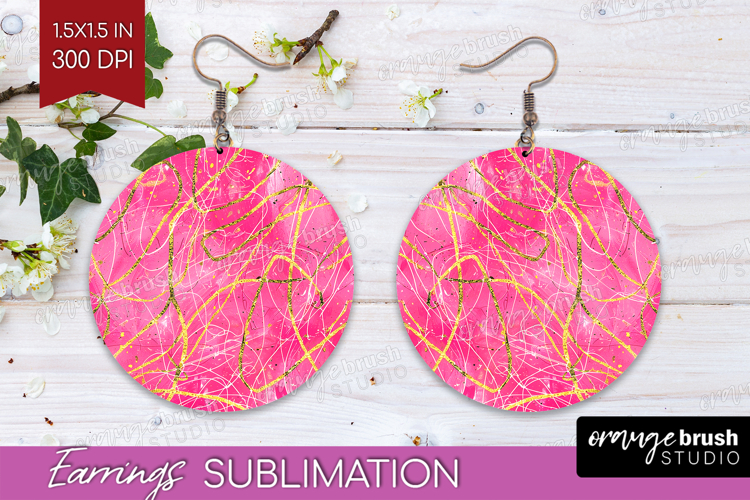 Brush Stroke Round Earrings - Abstract PNG Sublimation