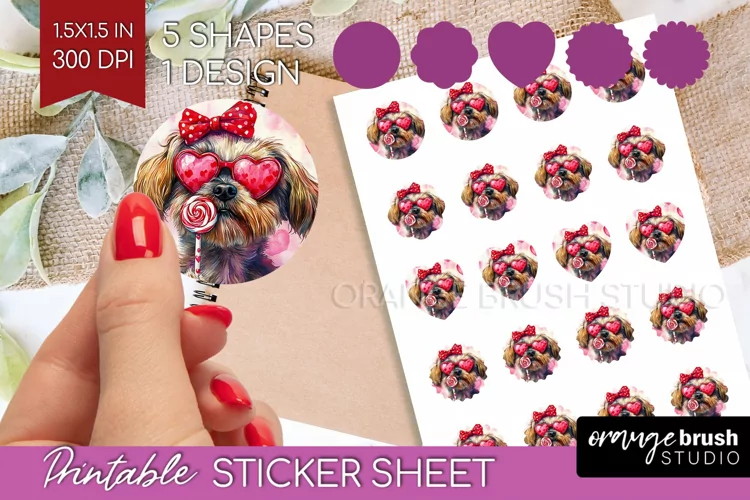 Brussels Griffon Valentine Round Sticker Valentines Day
