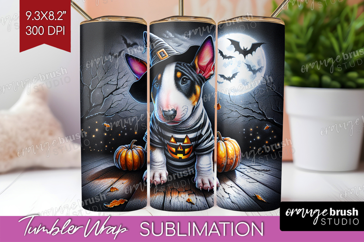 Bull Terrier Dog Tumbler Wrap Halloween Tumbler PNG